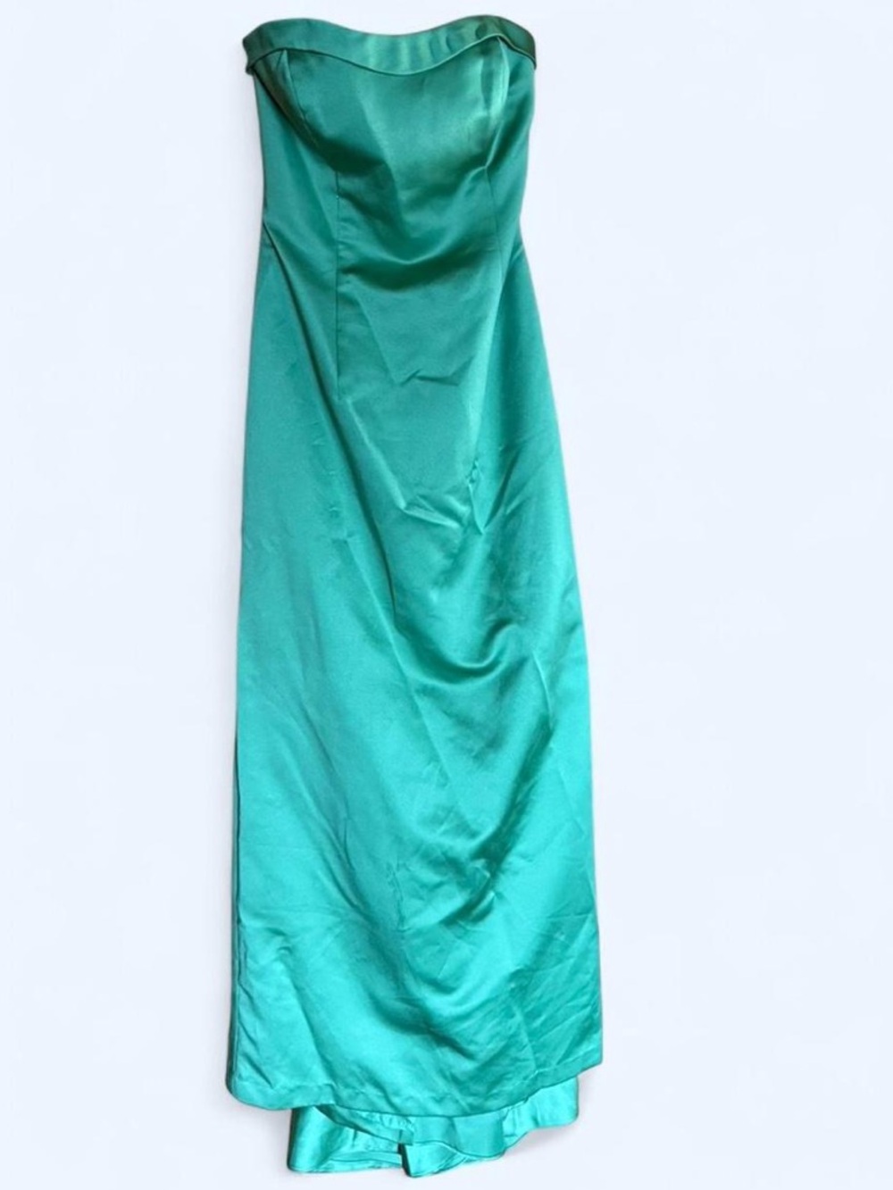 David's Bridal Strapless green Satin Gown